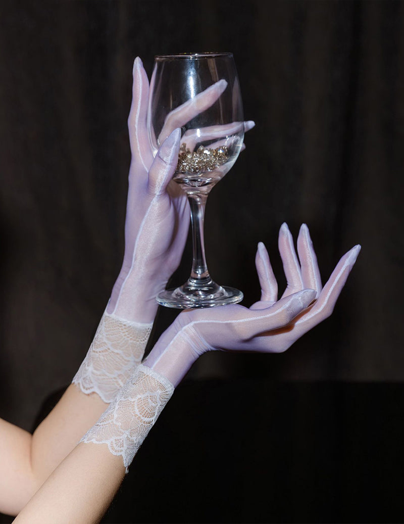 Sheer Oil-Shiny Opera Gloves