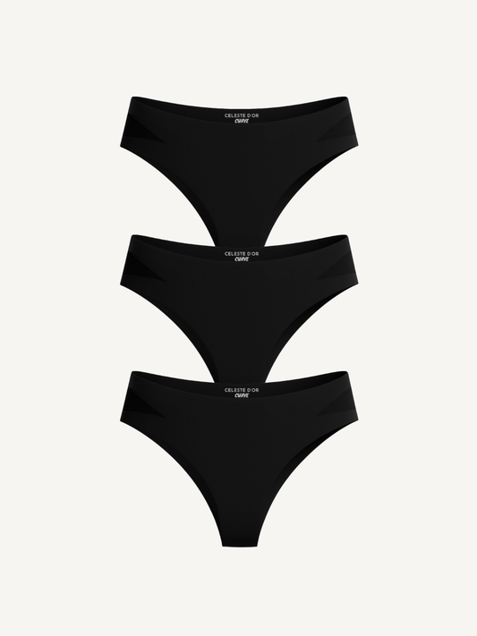 3-Pack Seamless Knickers with Mesh Detail Black