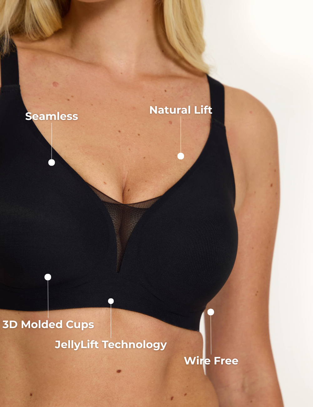 Support & Lift V-Neck Mesh Bra
