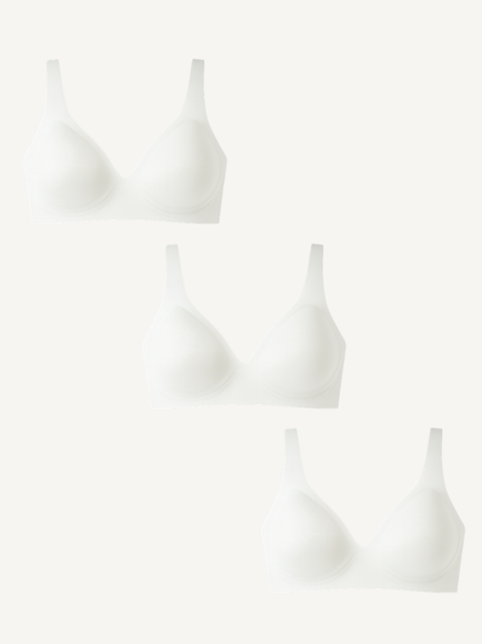 3-Pack Deep V Push-Up Seamless Wireless Jelly Bra