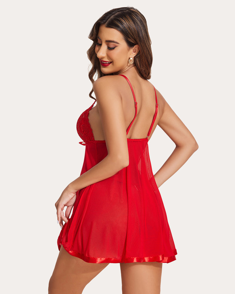 Fairy Lace Babydoll Strap Mesh Sleepwear