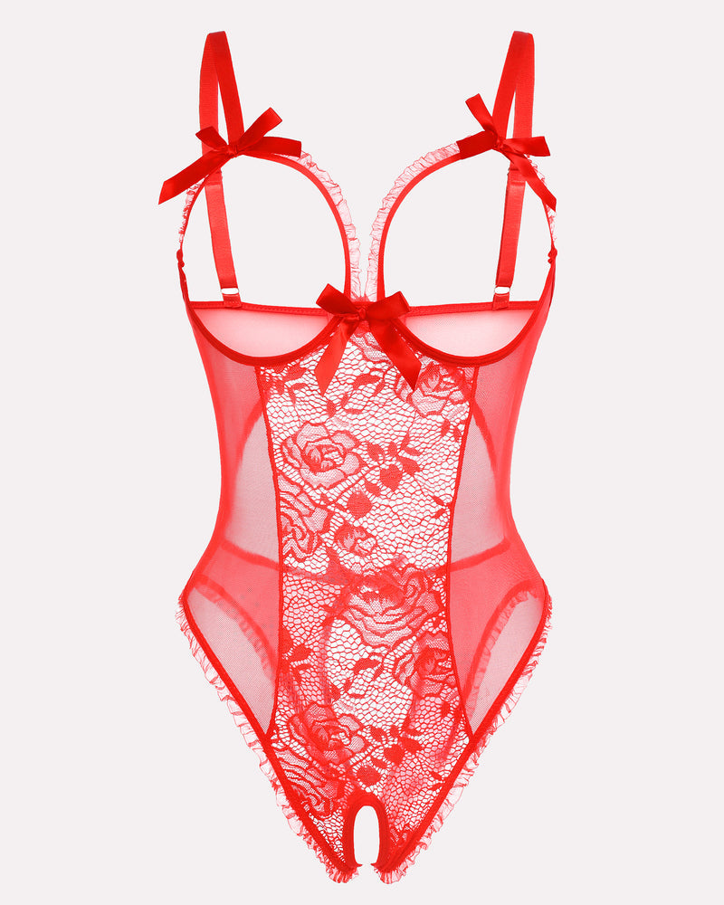 Crotchless Lace Mini Bodysuit