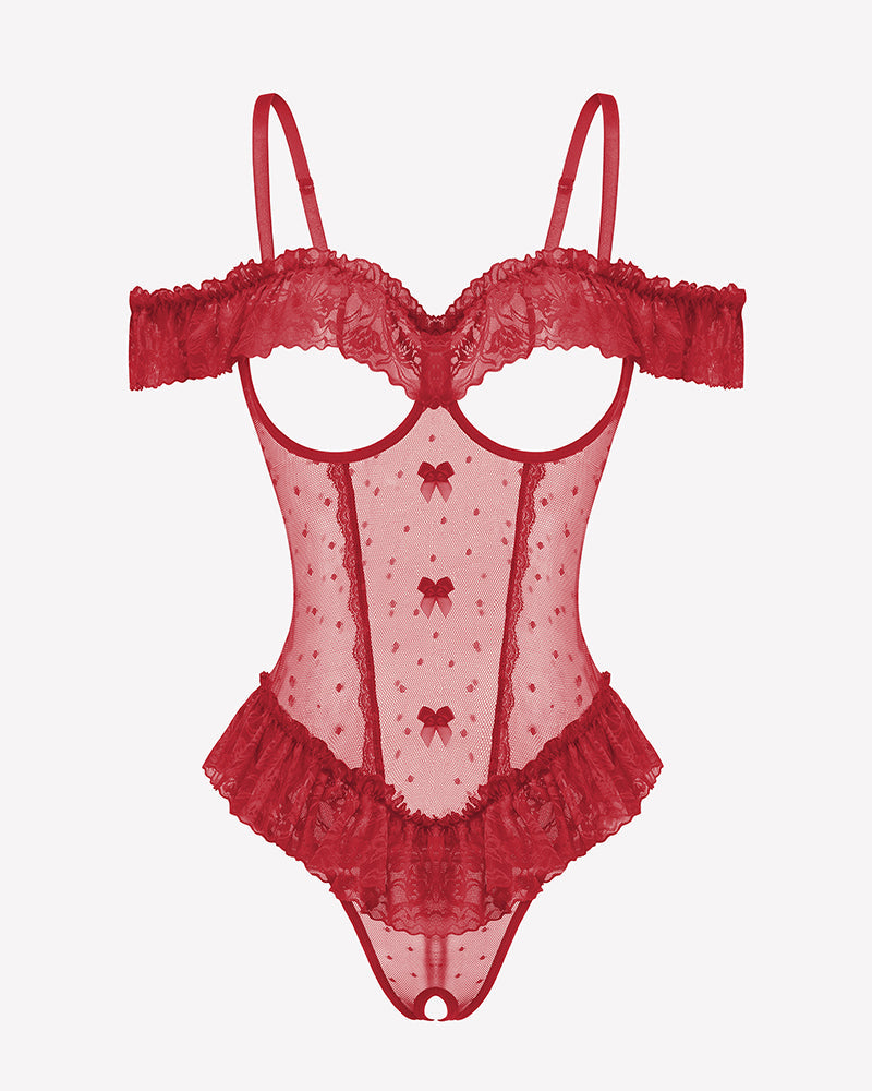 V Neck Bodysuit Lace Ruffle Rave Outfits