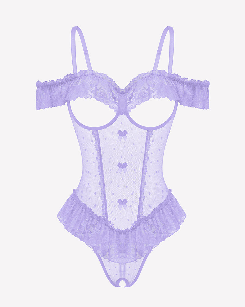 V Neck Bodysuit Lace Ruffle Rave Outfits