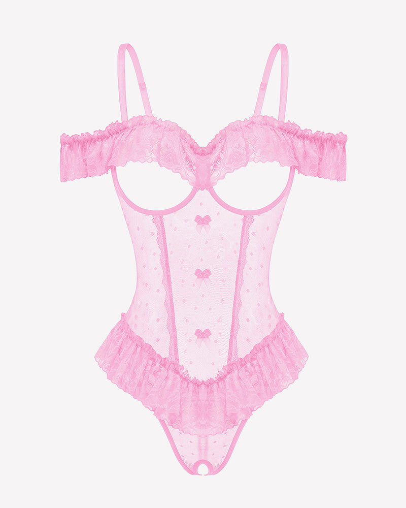 V Neck Bodysuit Lace Ruffle Rave Outfits