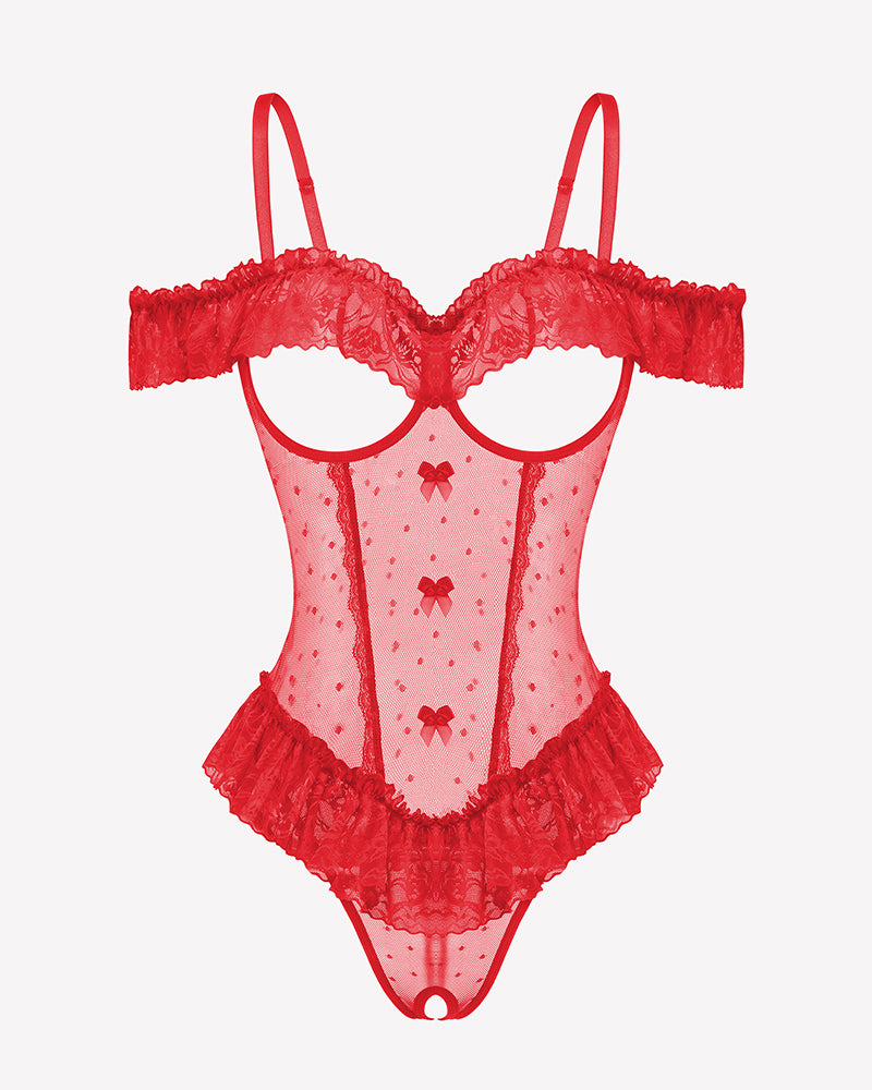 V Neck Bodysuit Lace Ruffle Rave Outfits