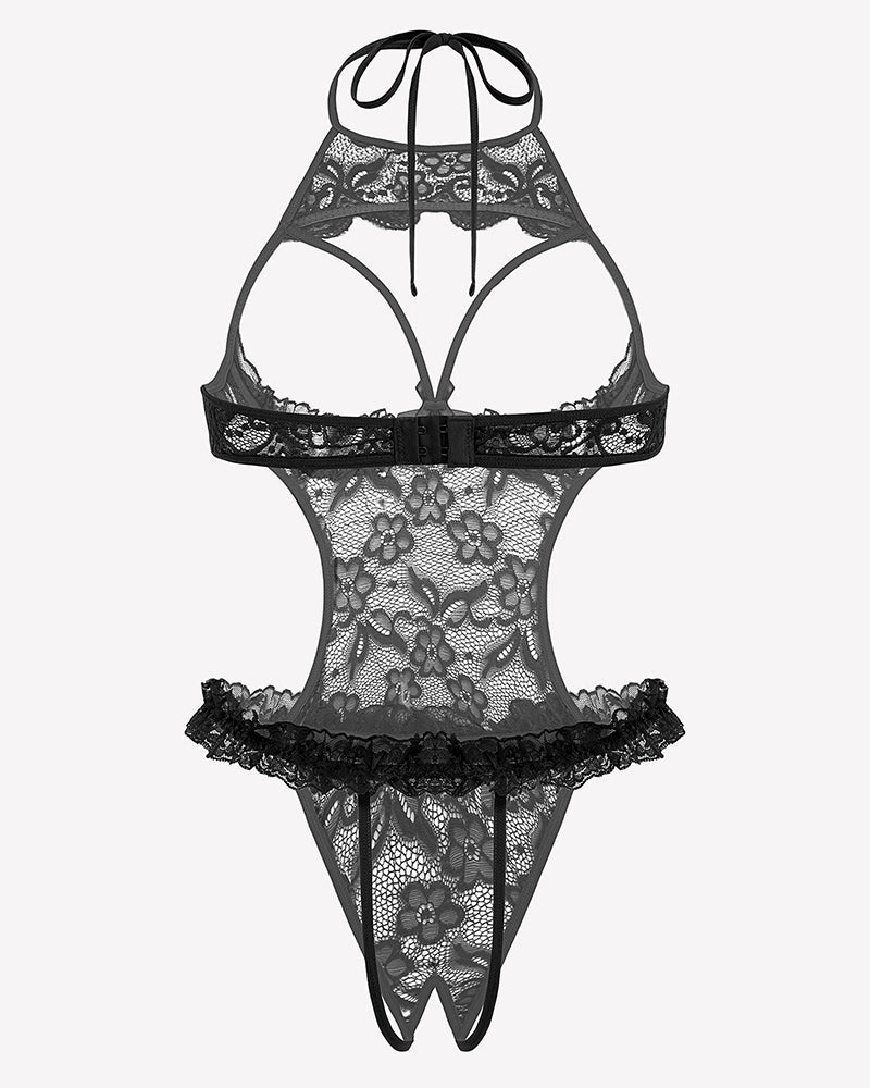 Halter Neck One Piece Teddy Bodysuit