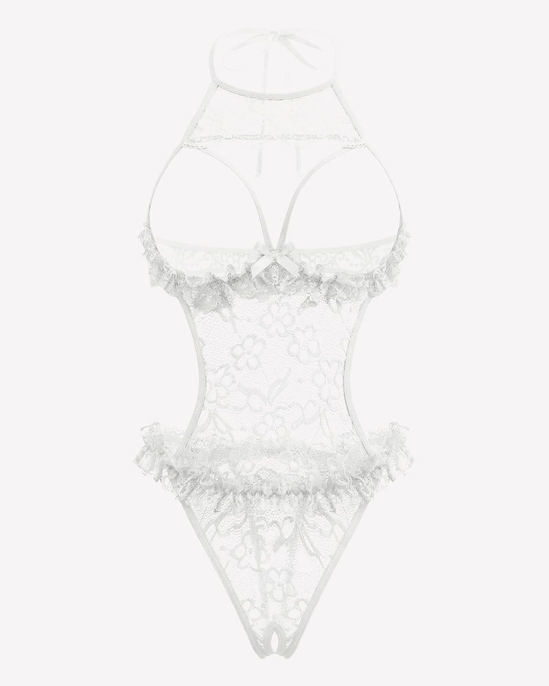Halter Neck One Piece Teddy Bodysuit