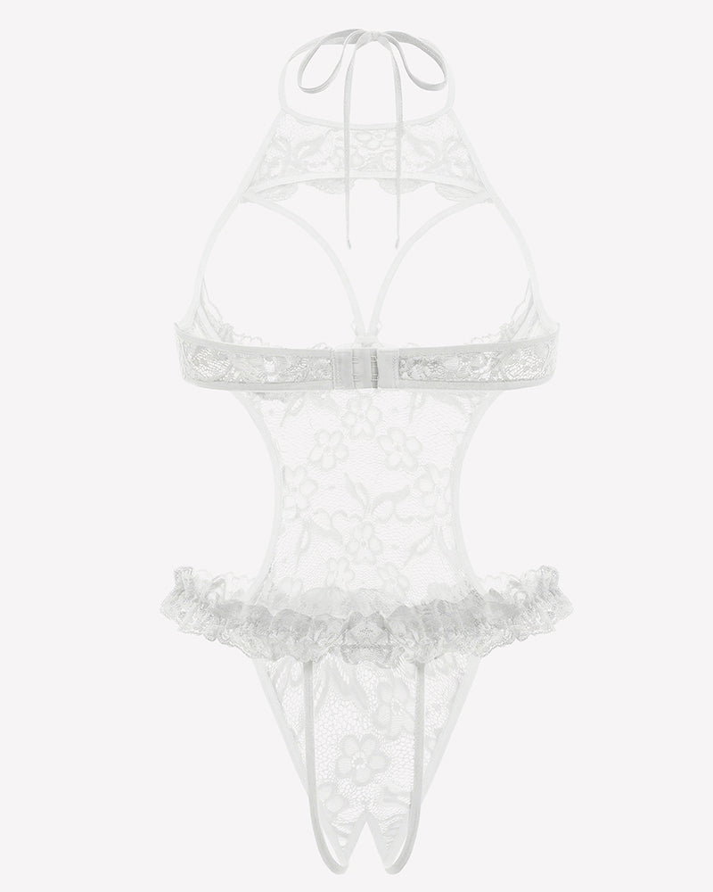 Halter Neck One Piece Teddy Bodysuit