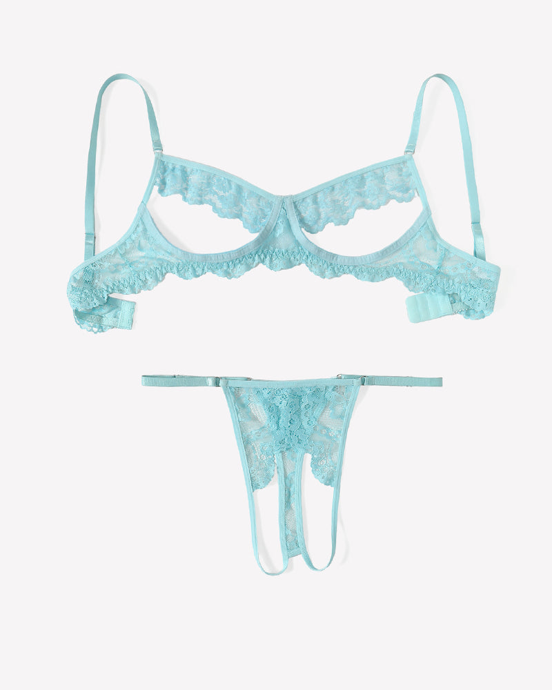 Floral Lace Cutout Lingerie Set