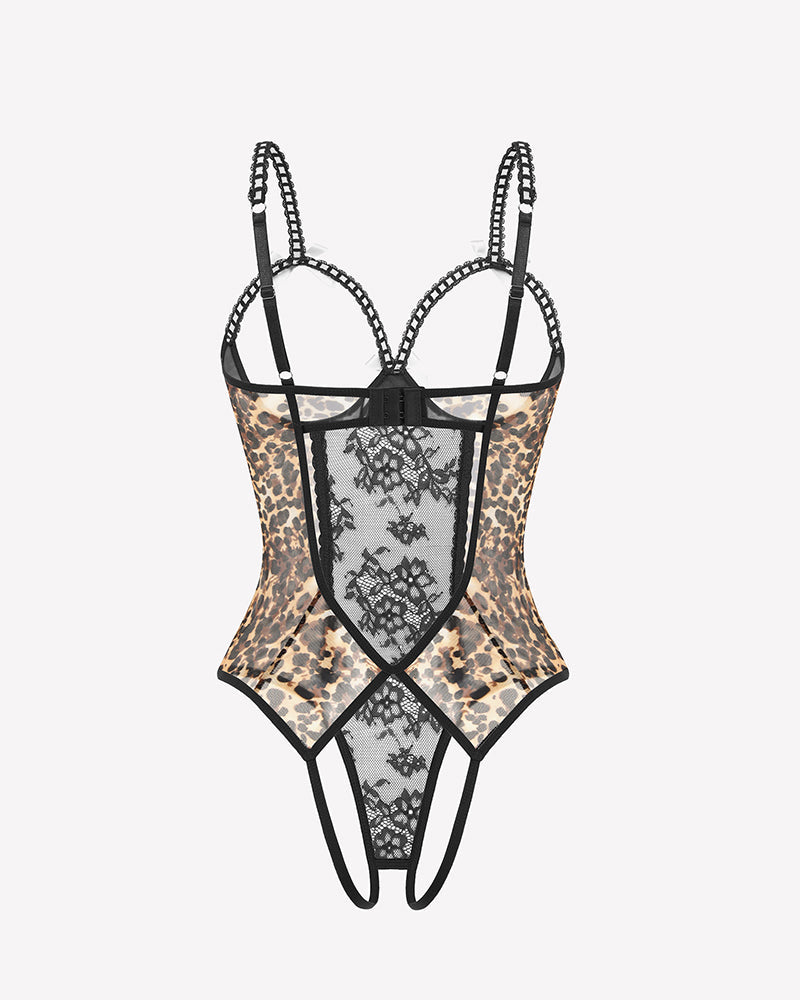 Crotchless Lingerie Lace Bodysuit Mini Teddy