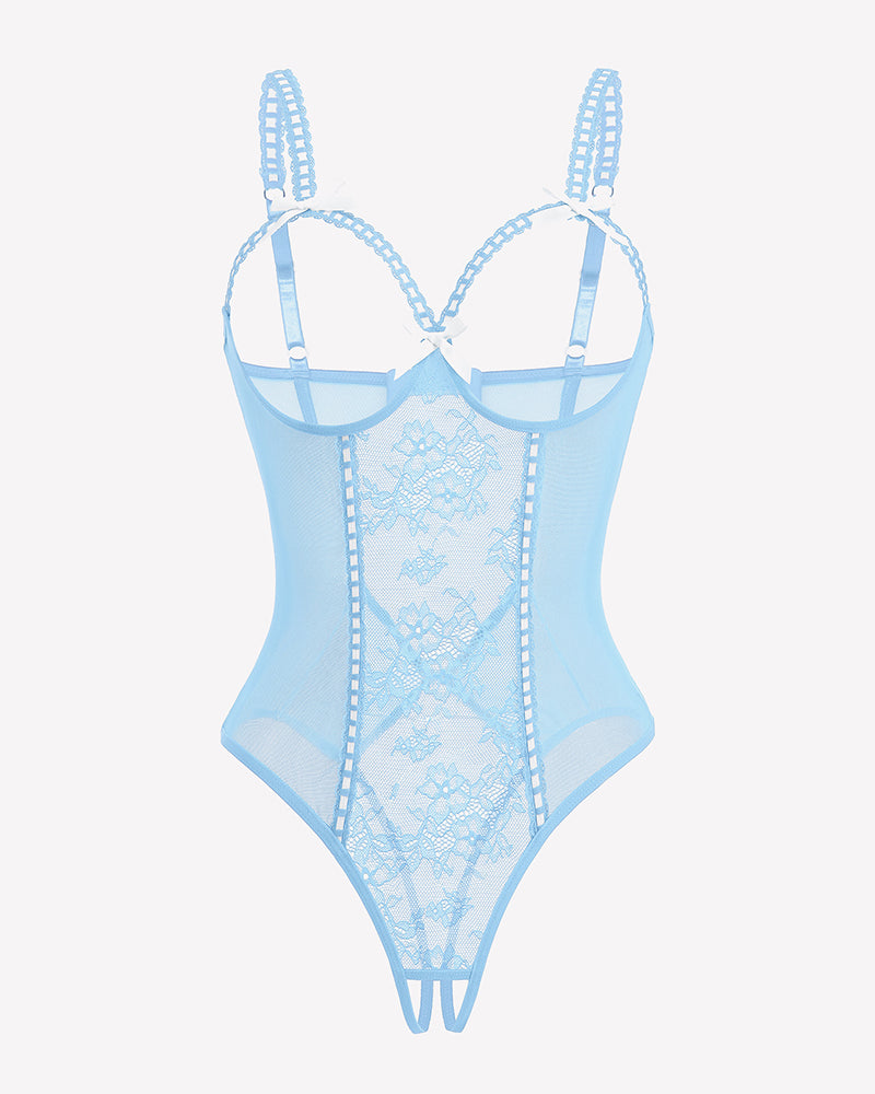 Crotchless Lingerie Lace Bodysuit Mini Teddy