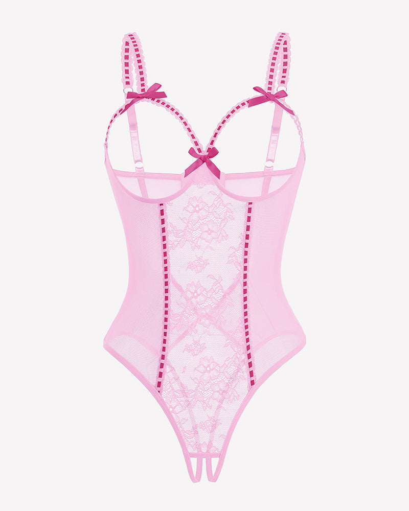 Crotchless Lingerie Lace Bodysuit Mini Teddy