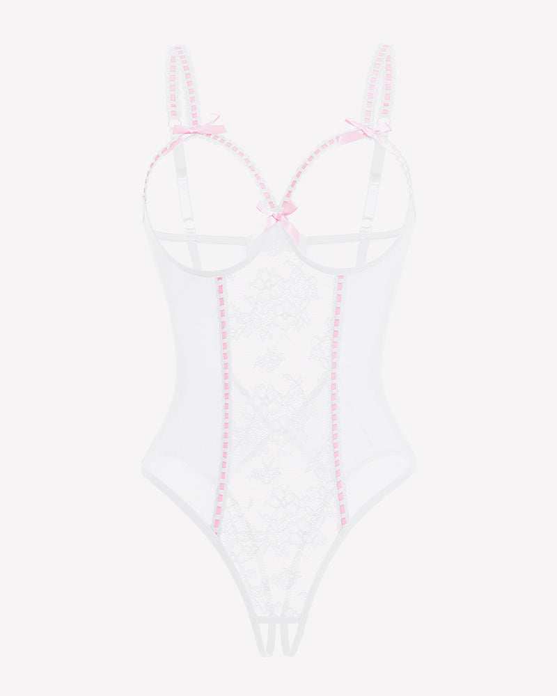 Crotchless Lingerie Lace Bodysuit Mini Teddy