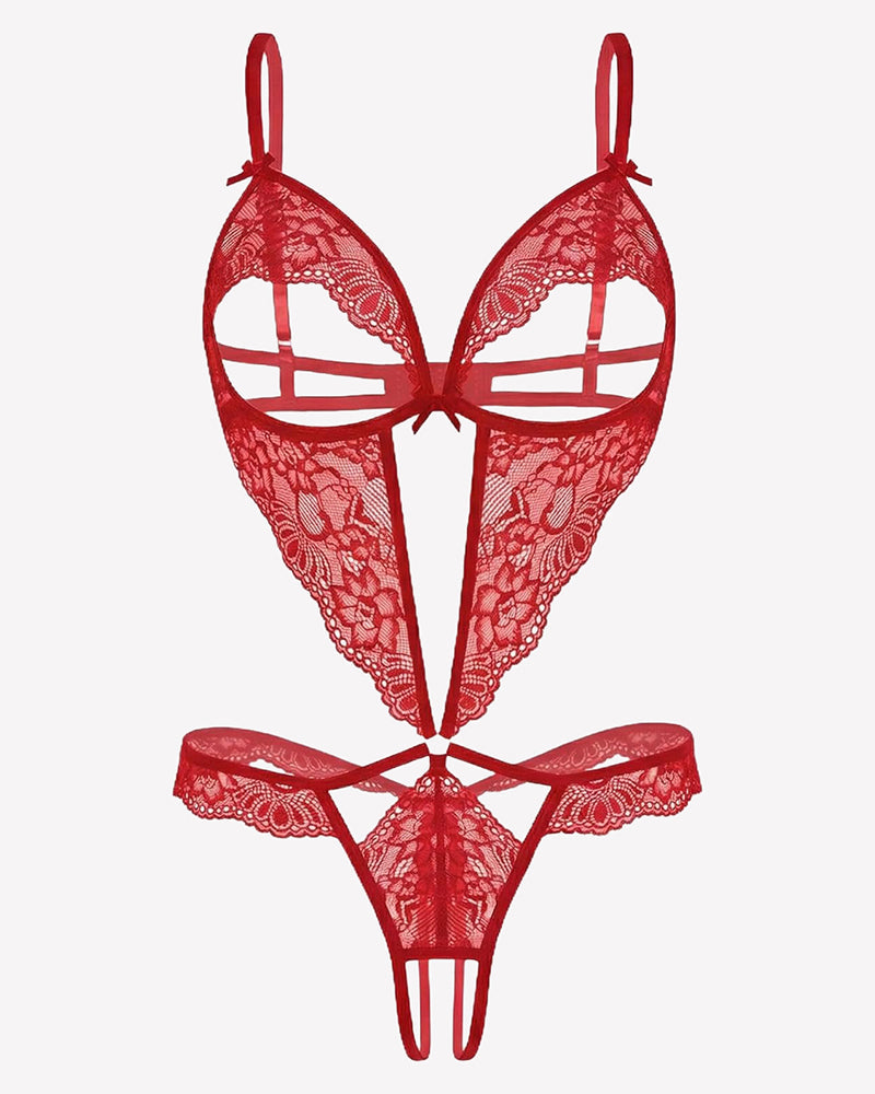 Lace Bodysuit Deep V Teddy Lingerie
