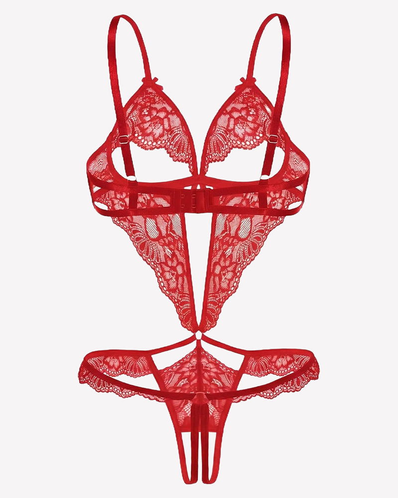Lace Bodysuit Deep V Teddy Lingerie