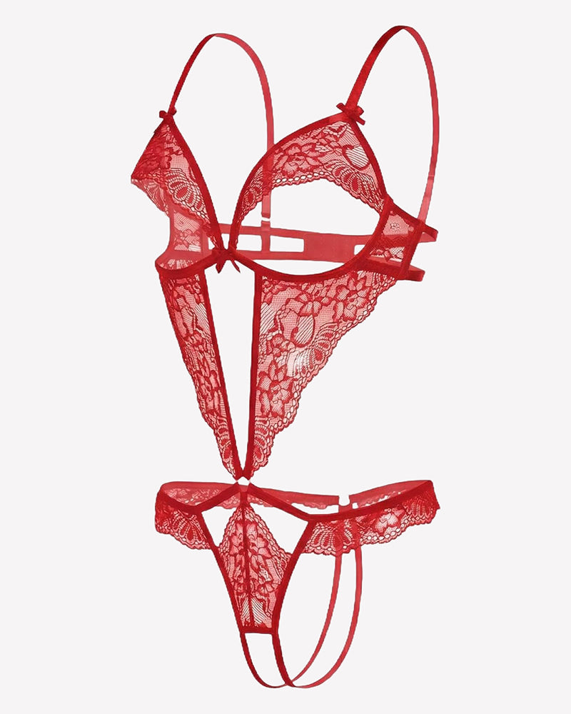 Lace Bodysuit Deep V Teddy Lingerie