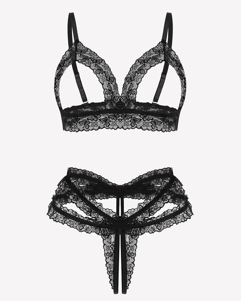 Cutout Matching Wireless Bra and Panty Sets