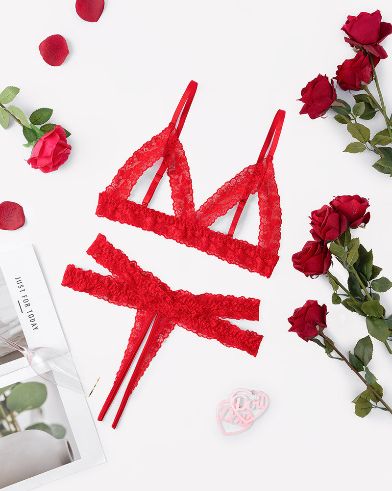 Cutout Matching Wireless Bra and Panty Sets