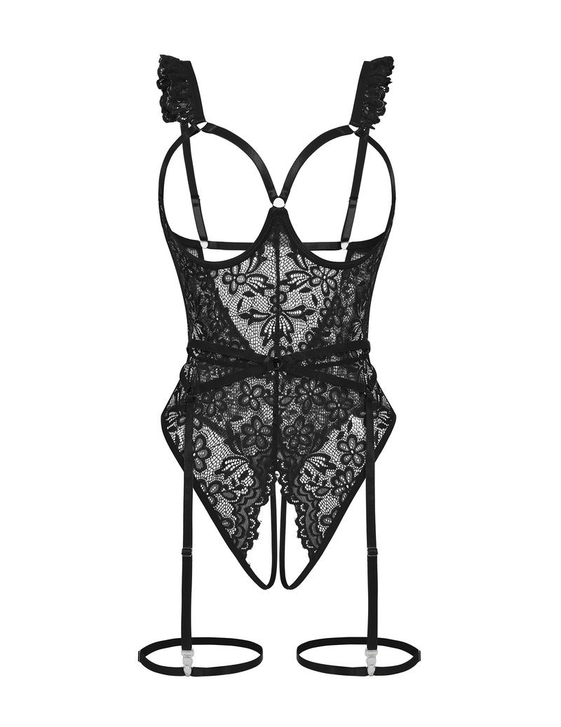 Lace Garter Teddy Bodysuit with Underwire
