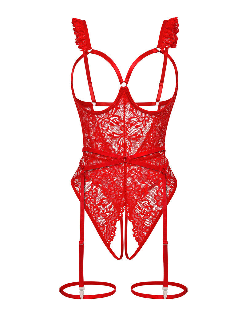 Lace Garter Teddy Bodysuit with Underwire