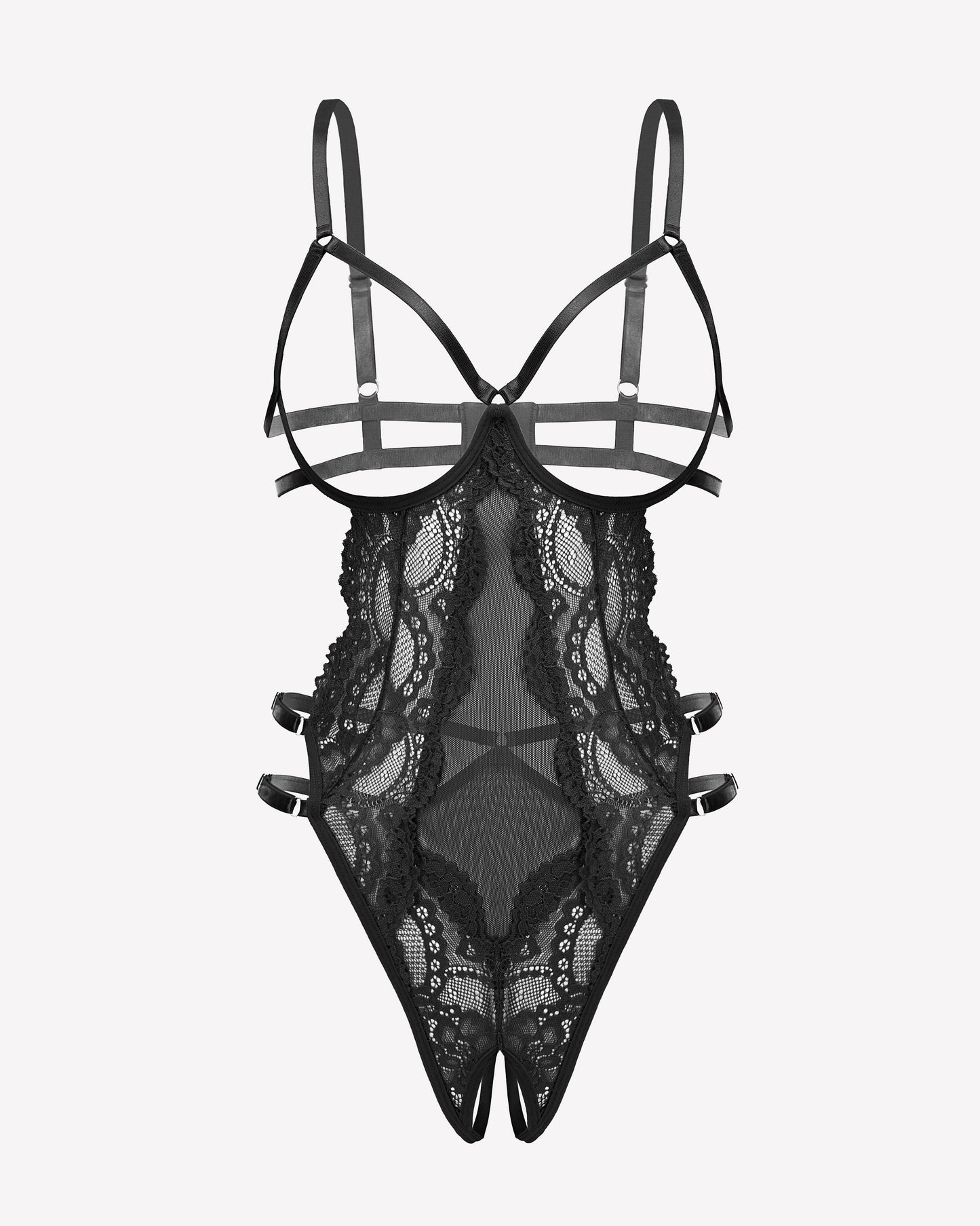 Strappy Cut Out Lace Teddy Bodysuit Lingerie