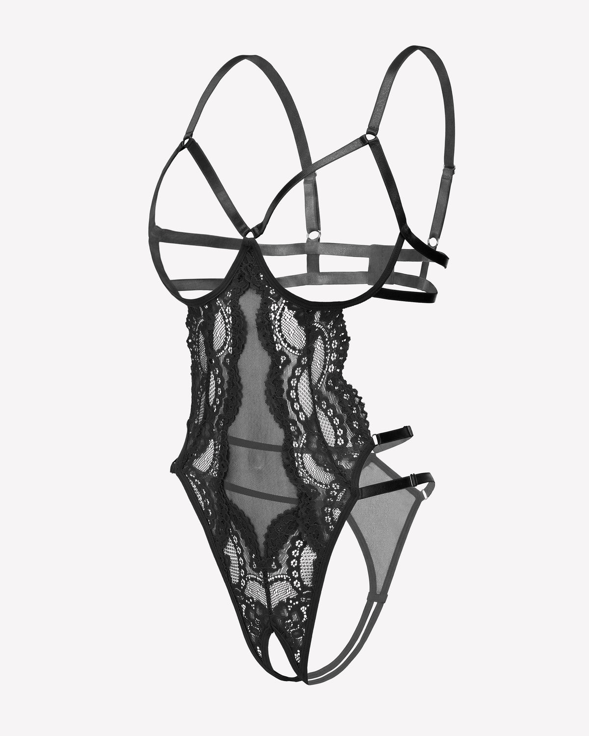 Strappy Cut Out Lace Teddy Bodysuit Lingerie