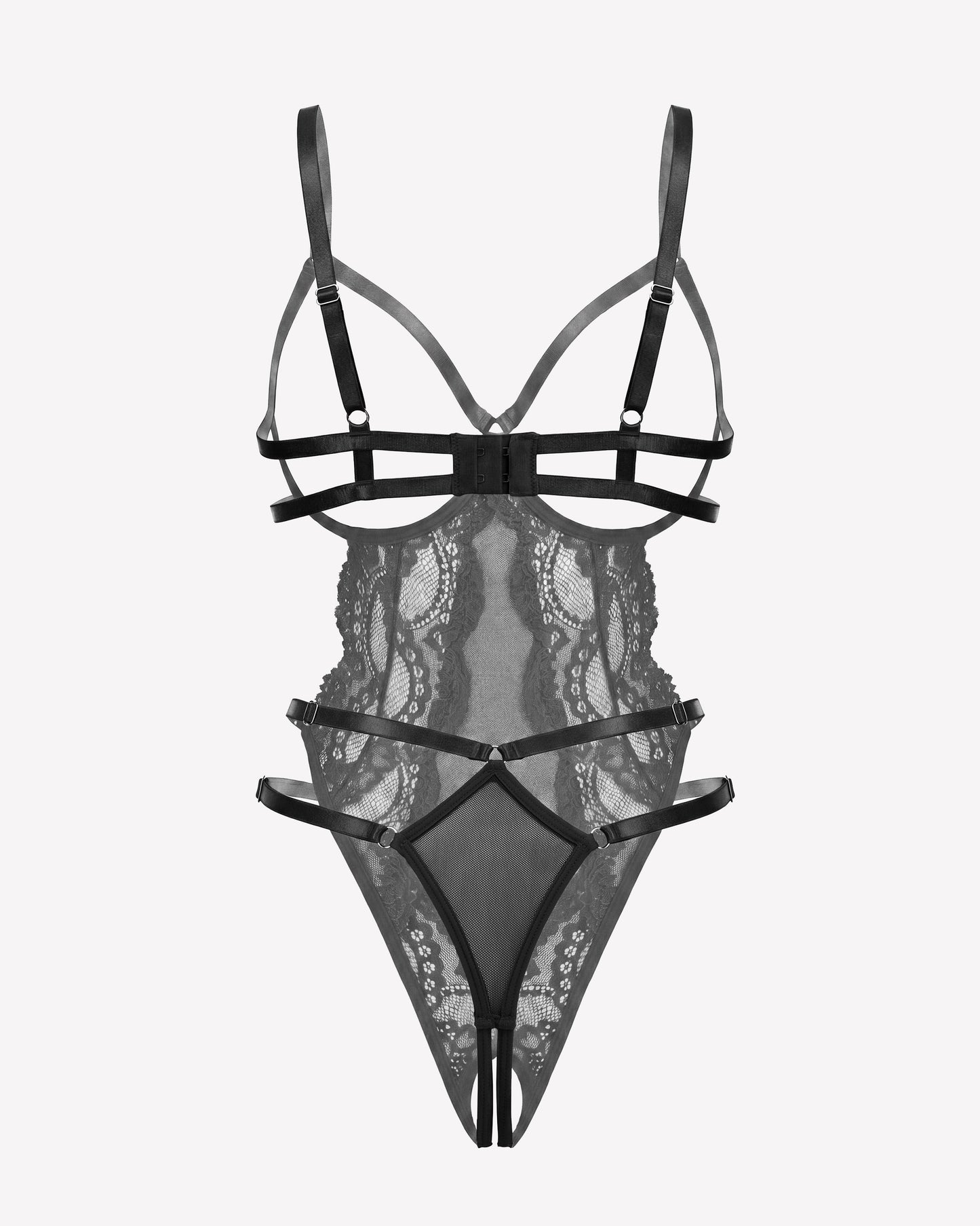Strappy Cut Out Lace Teddy Bodysuit Lingerie