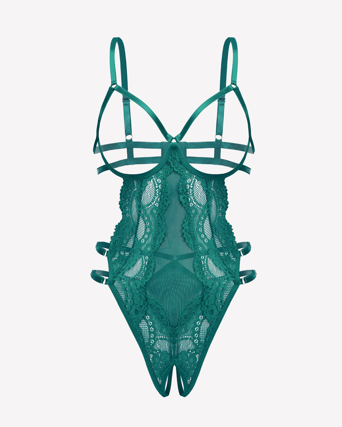 Strappy Cut Out Lace Teddy Bodysuit Lingerie
