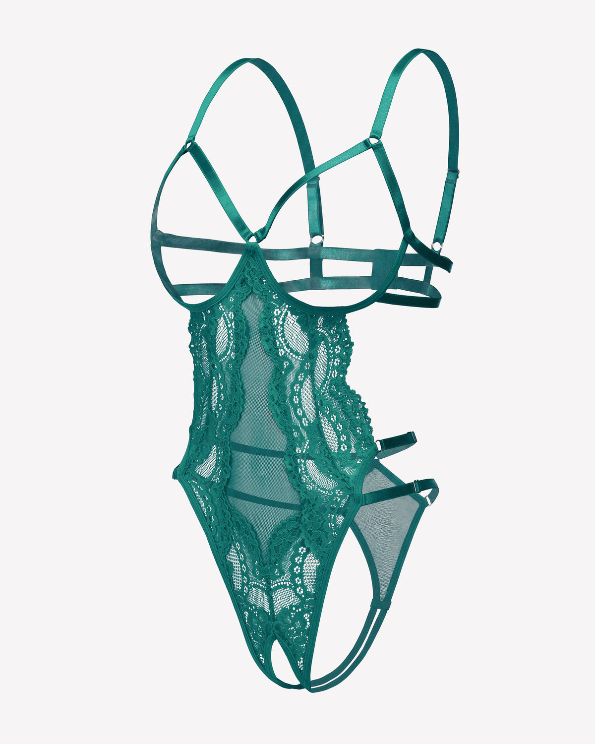 Strappy Cut Out Lace Teddy Bodysuit Lingerie