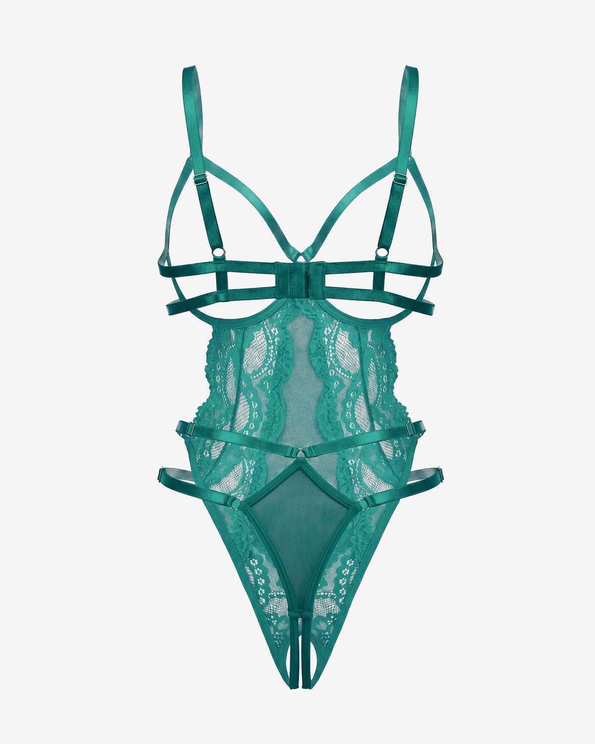 Strappy Cut Out Lace Teddy Bodysuit Lingerie