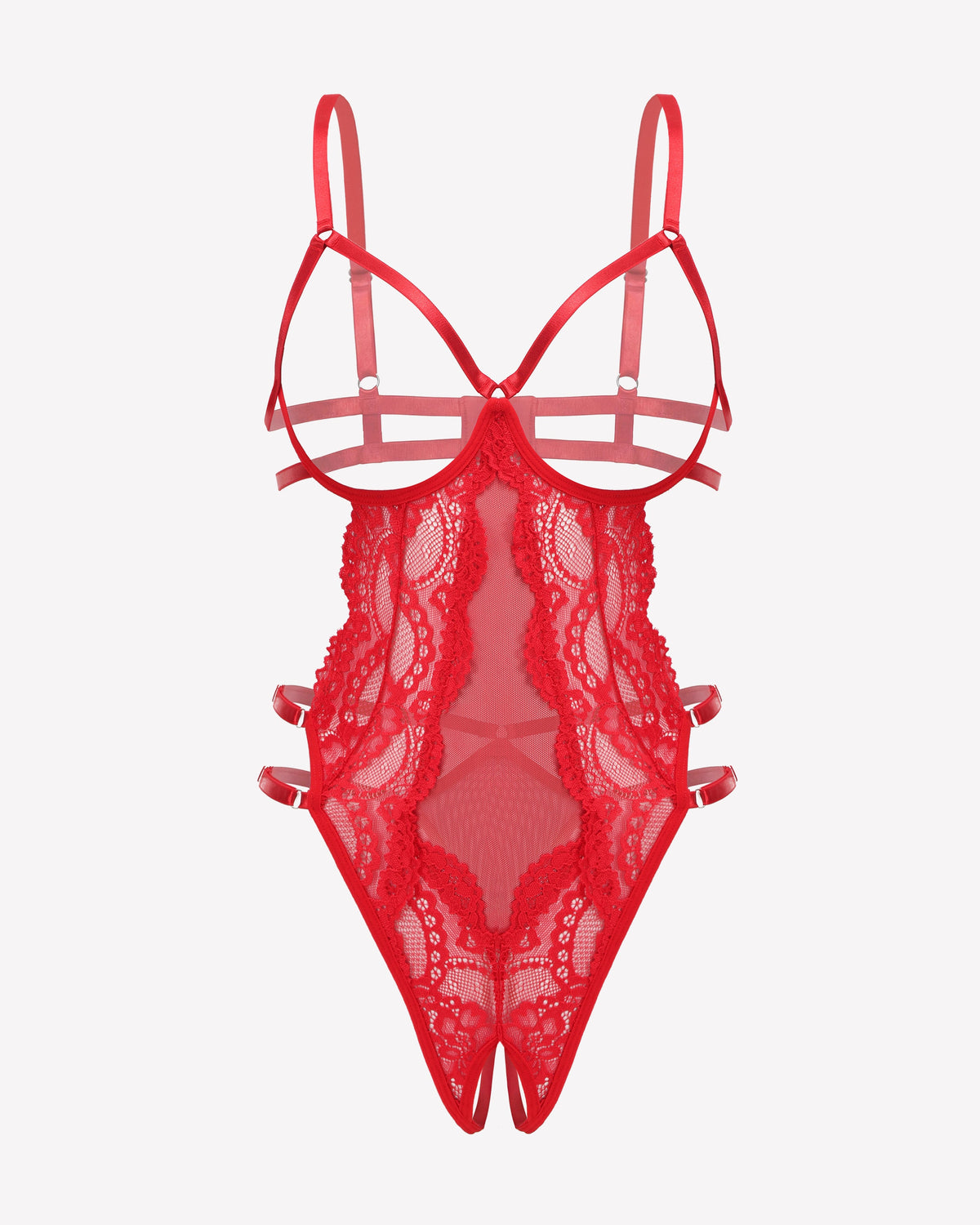Strappy Cut Out Lace Teddy Bodysuit Lingerie
