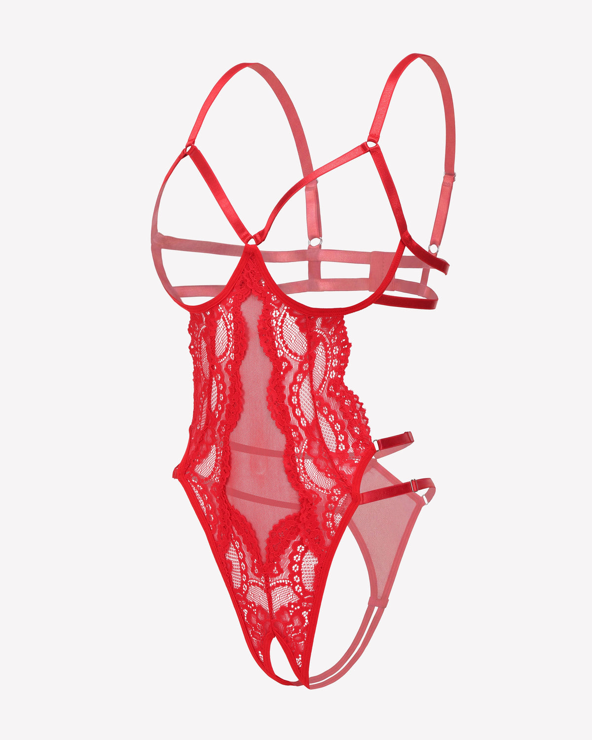 Strappy Cut Out Lace Teddy Bodysuit Lingerie