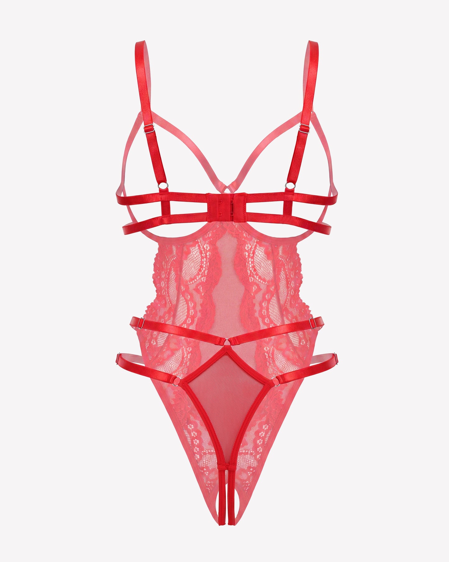 Strappy Cut Out Lace Teddy Bodysuit Lingerie