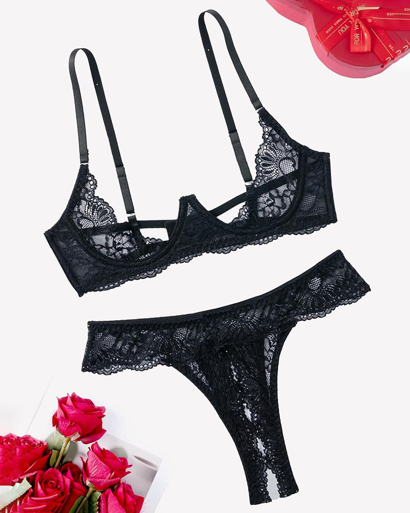 Underwire Push Up Lace Lingerie Set Bra and Panty Set