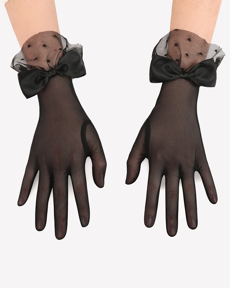 Avidlove Bow Short Mitten Mesh Gloves for 1920s