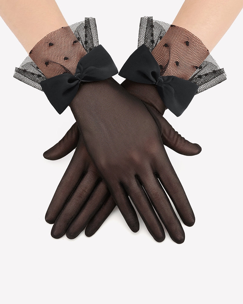 Avidlove Bow Short Mitten Mesh Gloves for 1920s