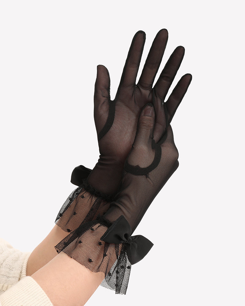 Avidlove Bow Short Mitten Mesh Gloves for 1920s