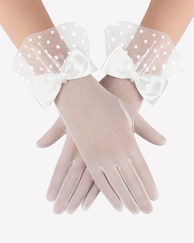Avidlove Bow Short Mitten Mesh Gloves for 1920s