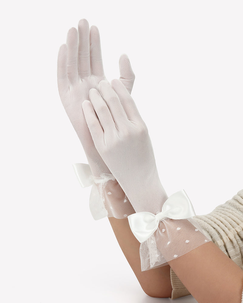 Avidlove Bow Short Mitten Mesh Gloves for 1920s