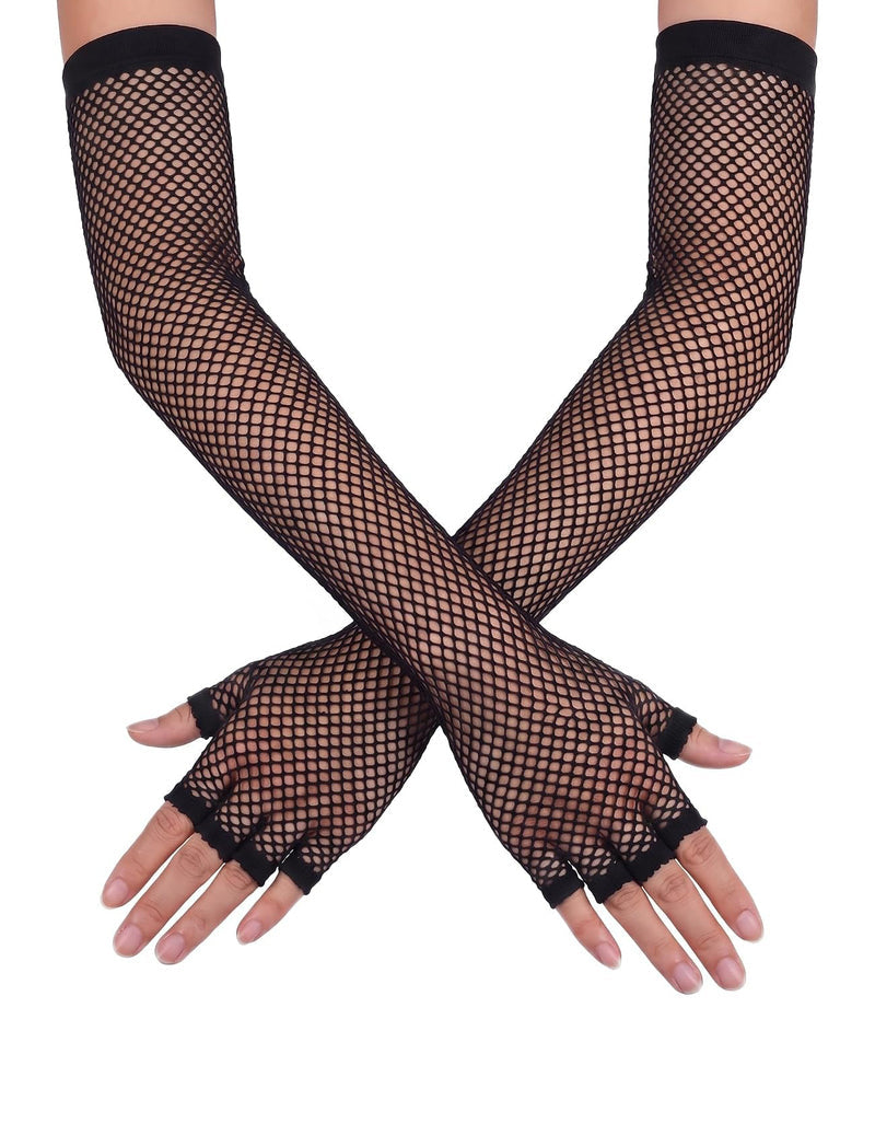 Super Long Sheer Mesh Tulle Fishnet Gloves