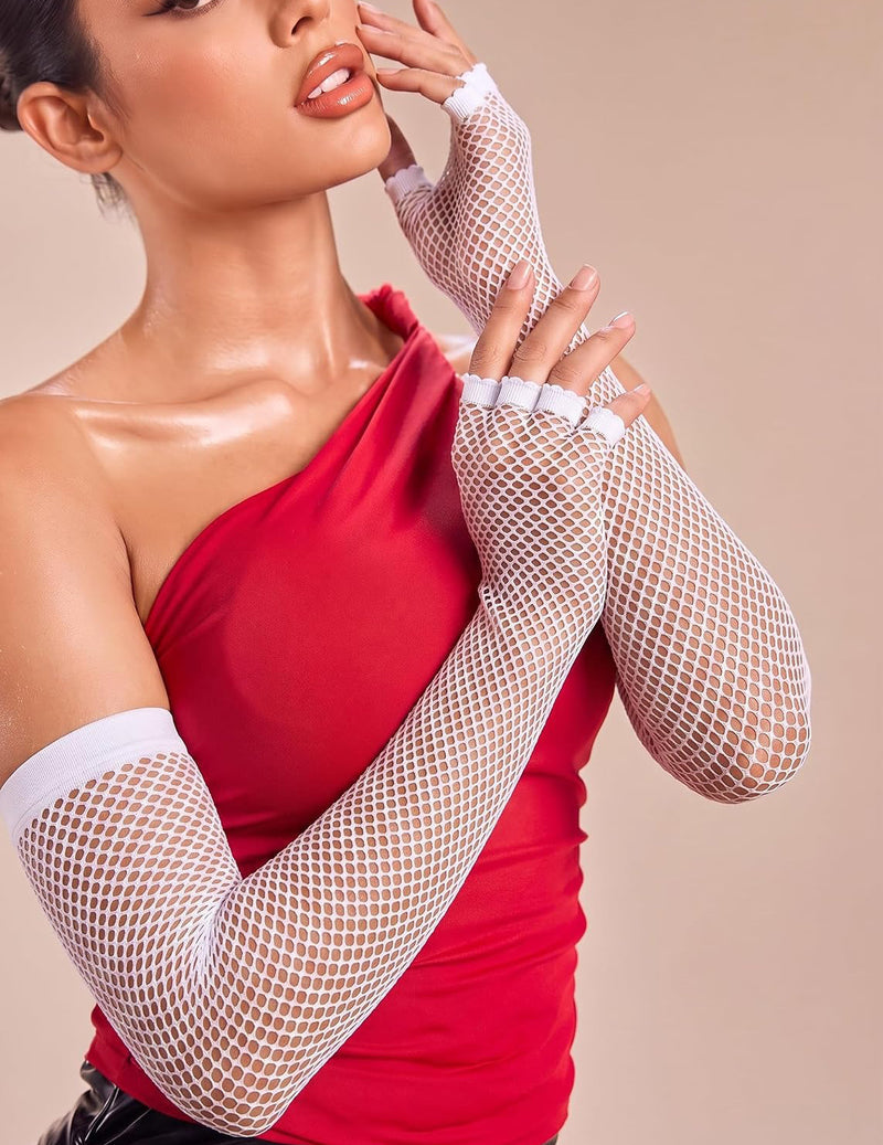 Super Long Sheer Mesh Tulle Fishnet Gloves