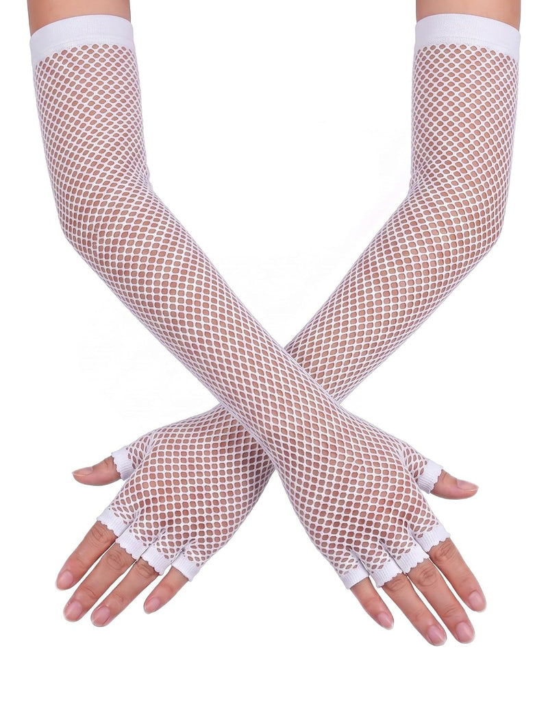Super Long Sheer Mesh Tulle Fishnet Gloves