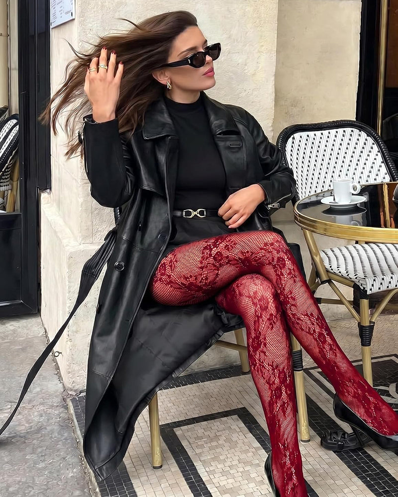 High Waist Patterned Fishnet Tights