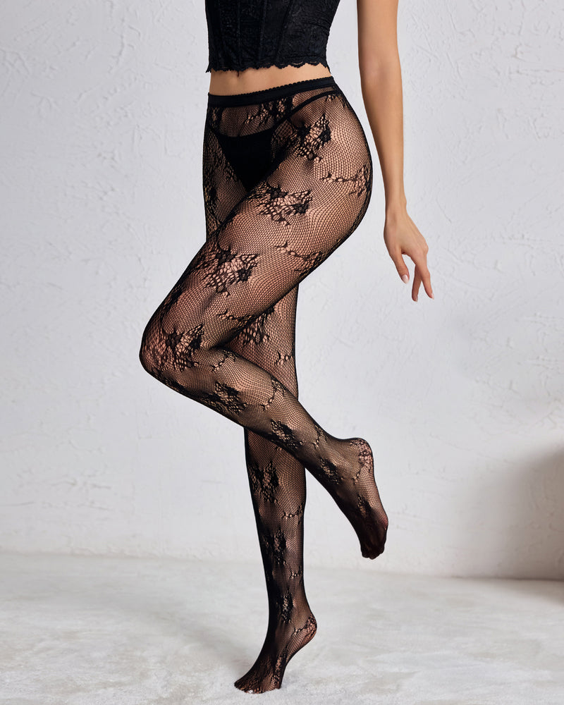 High Waist Patterned Fishnet Tights