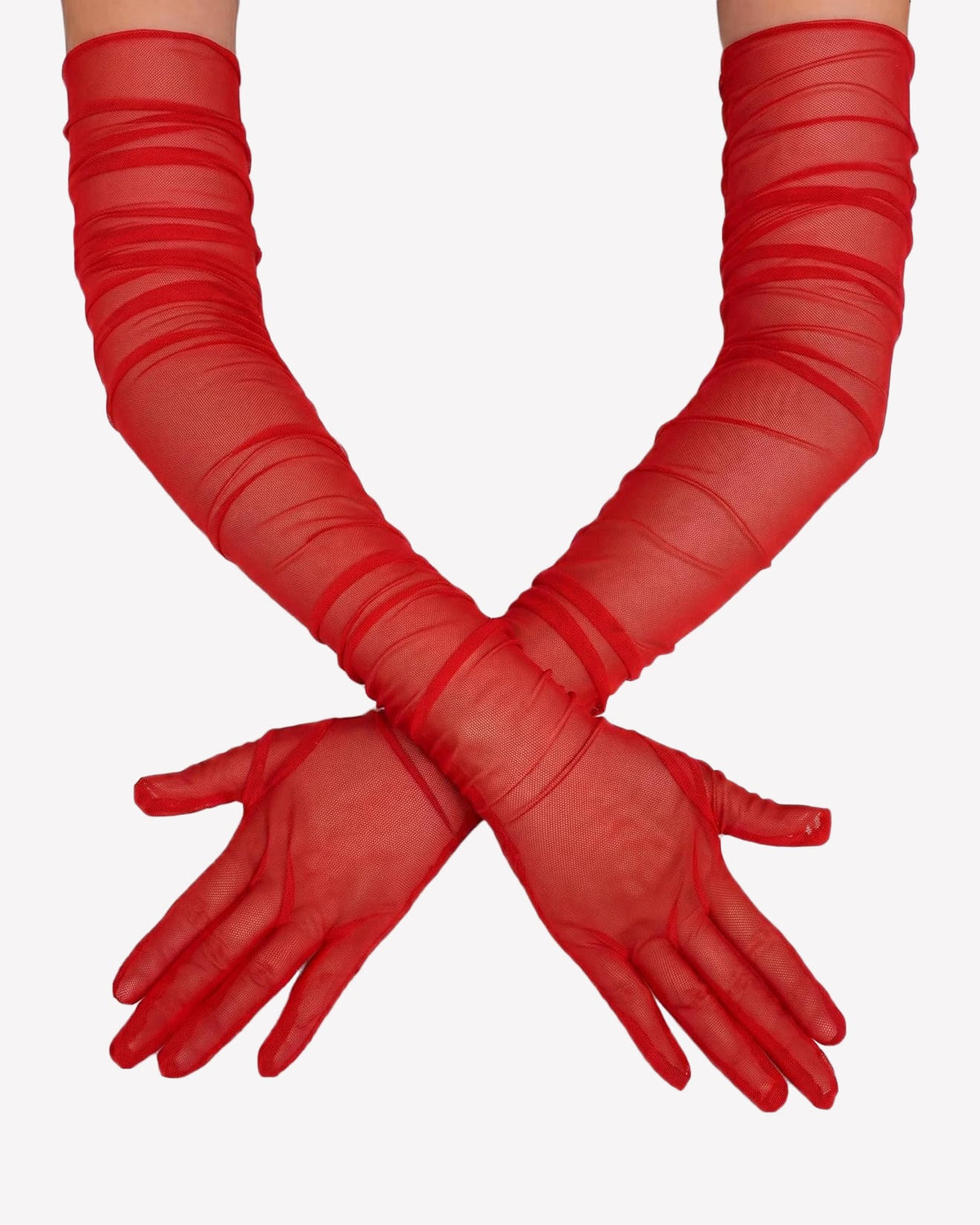Long Sheer Tulle Mesh Gloves Elbow Length Opera Gloves