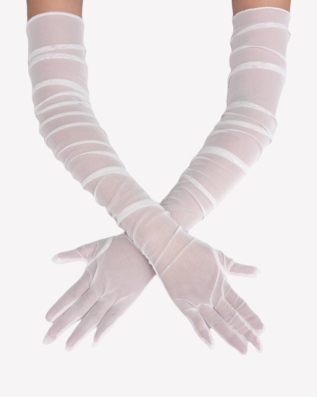Long Sheer Tulle Mesh Gloves Elbow Length Opera Gloves