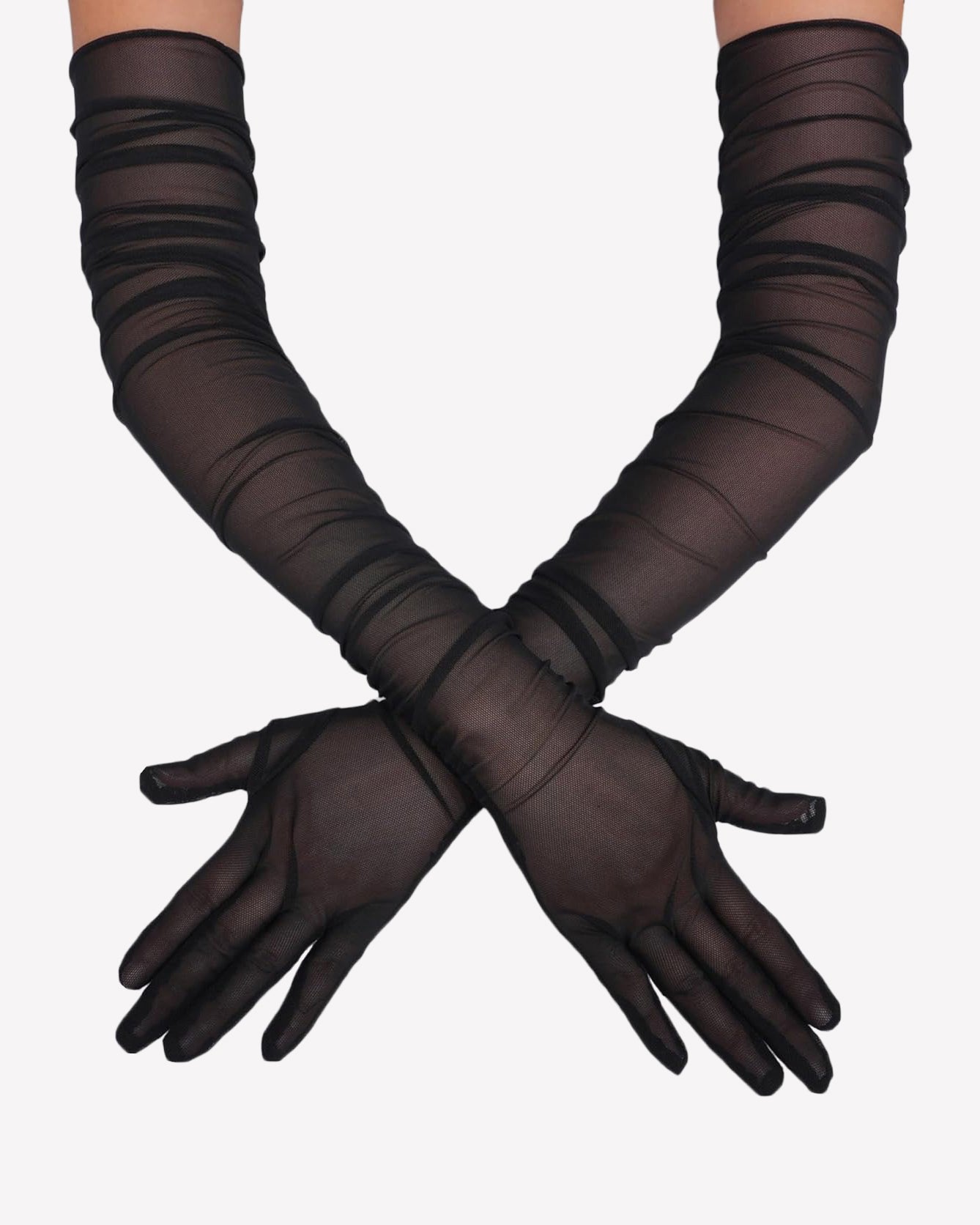 Long Sheer Tulle Mesh Gloves Elbow Length Opera Gloves