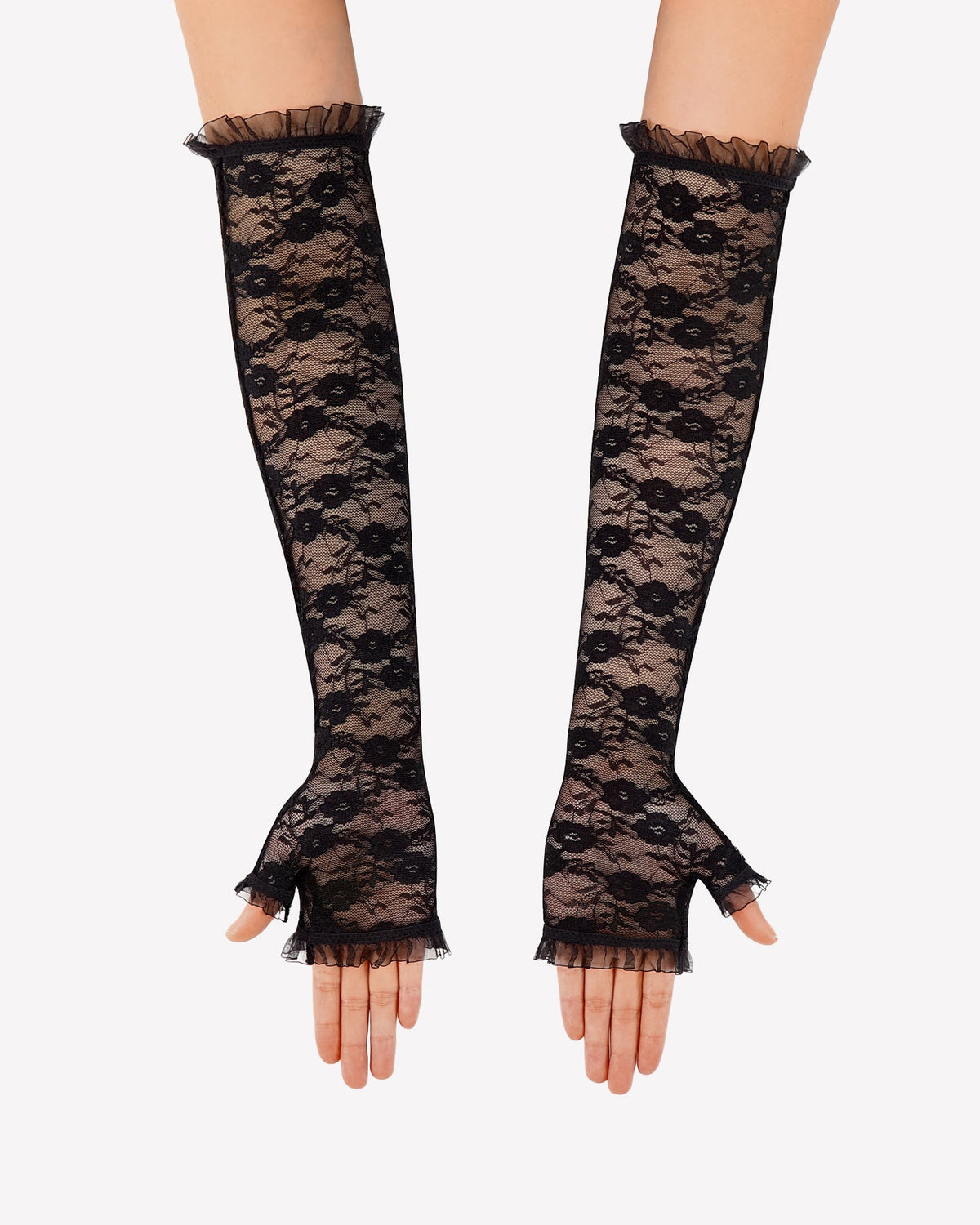 Long Fingerless Floral Lace Gloves for Tea Party Wedding Opera