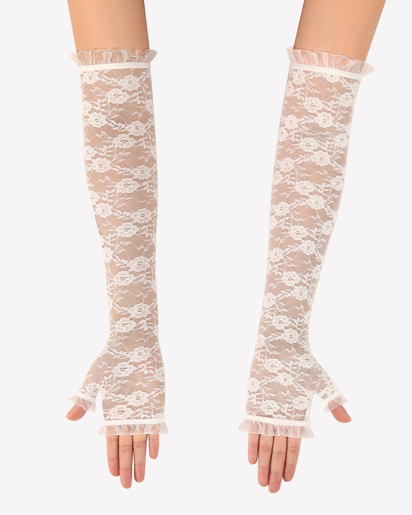Long Fingerless Floral Lace Gloves for Tea Party Wedding Opera